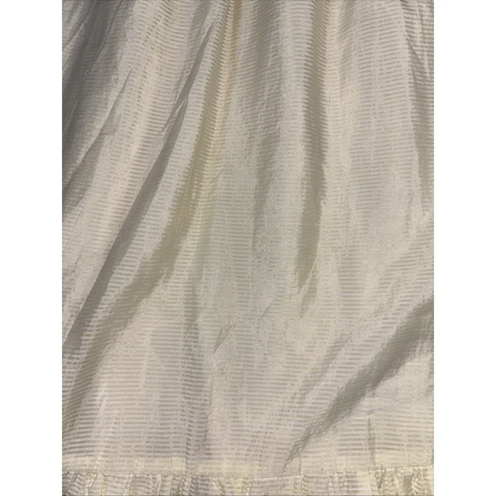 WAYF Midi Dress Women's Small Pale Yellow Stripped Open Back Puff Sleeve Cottage
